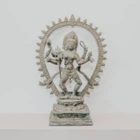 Statuette Statue Indischer Gott Göttin Kali Tanzend Stehend Farbe Bronze 37cm
