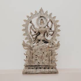statuette hindou statue déesse indienne kali maa en durga sur un lion laiton bronze 61cm