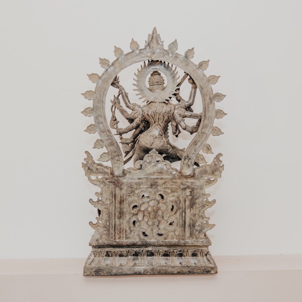 statuette hindou statue déesse indienne kali maa en durga sur un lion laiton bronze 61cm
