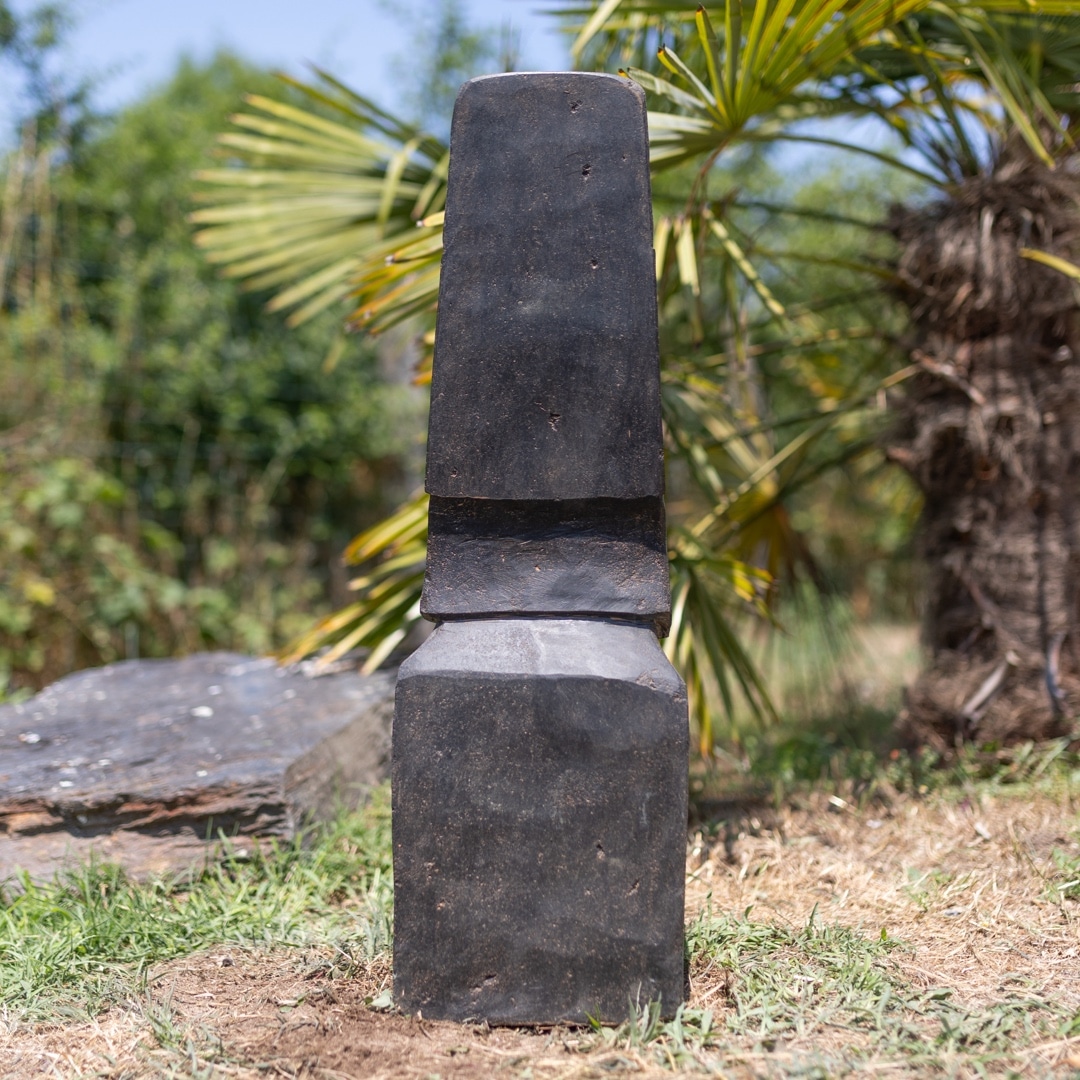 statue extérieur moai ile de paques en pierre naturelle noir 75cm