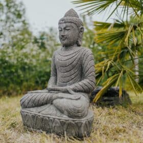 Outdoor Buddha garden statue in volcanic stone 80cm