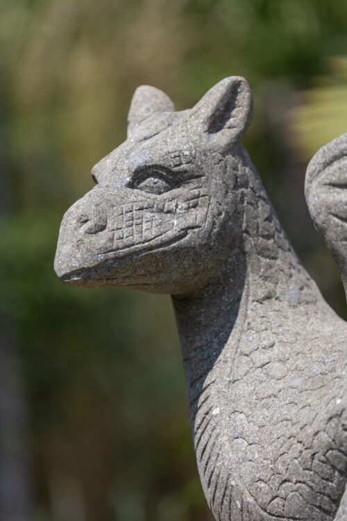 statue de dragon en pierre naturelle 70cm pour jardin