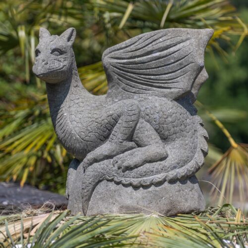 décoration dragon en pierre naturelle 70cm pour jardin