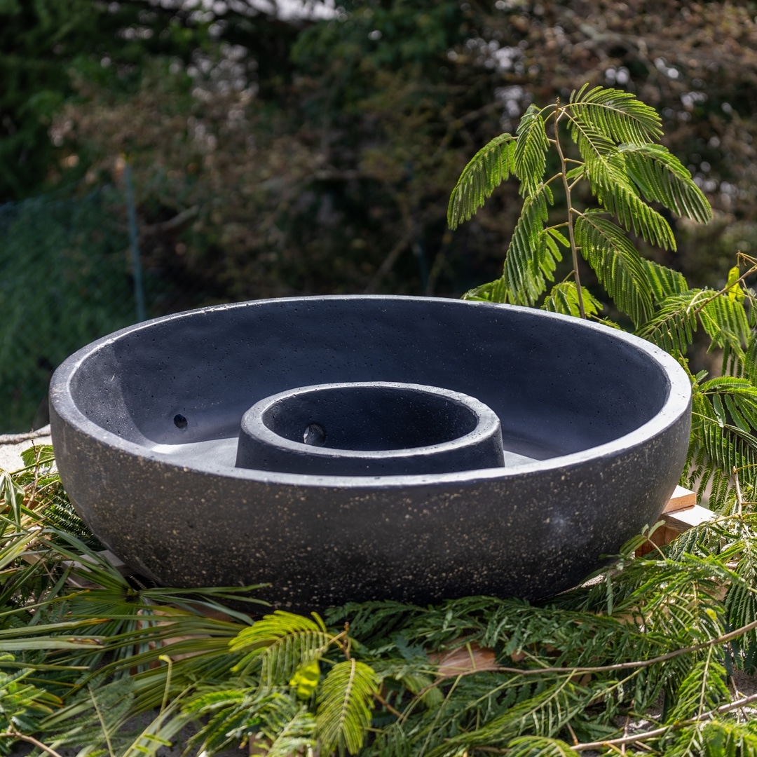 bassin rond pour fontaine tête de bouddha noir 100cm