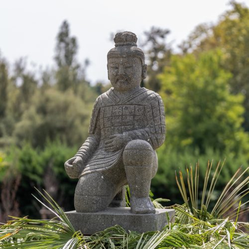 Statue de guerrier chinois xian à genoux en pierre naturelle 102cm