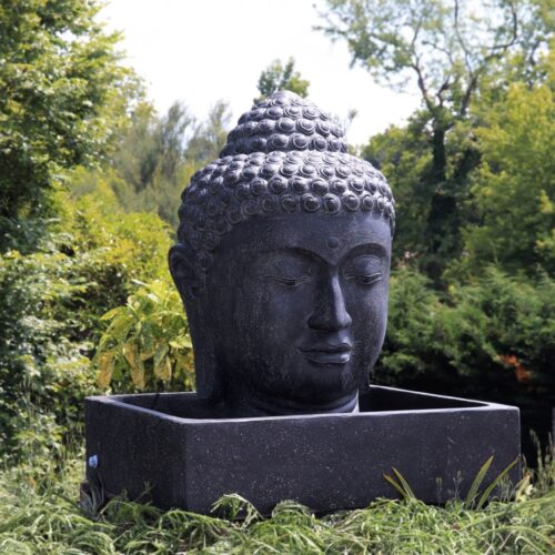 fontaine bouddha geante exterieur avec bassin carré couleur noir pour le jardin 100cm 01