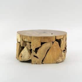 Couchtisch aus massivem Teakholz rund ⌀80cm - Alan