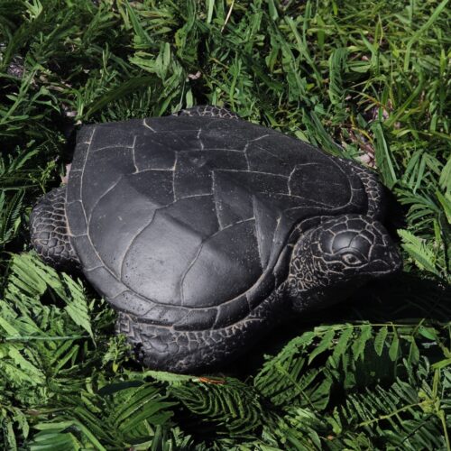 statue tortue de mer pour jardin en pierre noir grande 67cm