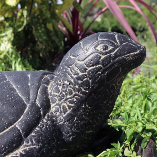 statue tortue pour jardin en pierre noir grande 67cm