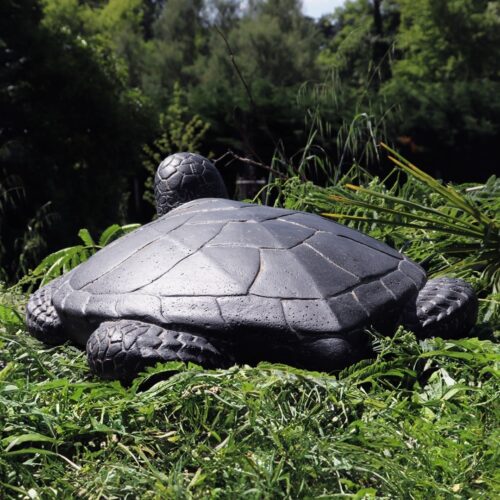 statue tortue de mer exterieur en pierre noir grande 67cm