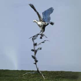 statue de jardin en acier inoxydable métal aigle royal sur branche fer 210cm 4