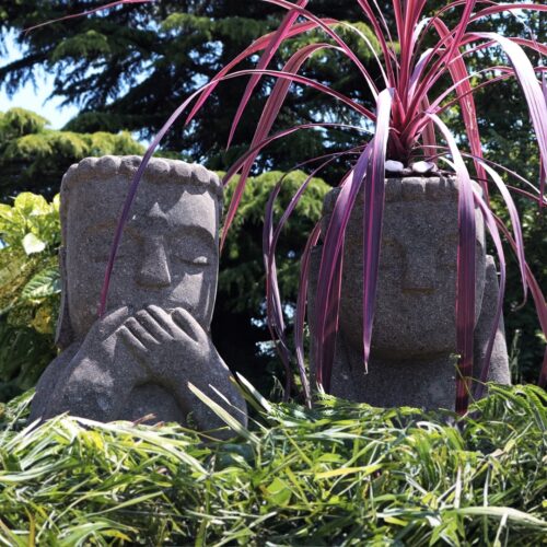 statue moai pot pour plante en pierre pour jardin