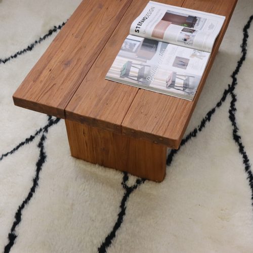 table basse en bois de teck massif recyclé 100cm rectangle japonais inaya