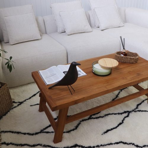 table basse en bois de teck massif 120cm rectangulaire ama