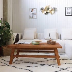 table basse en bois de teck massif recyclé 120cm 60cm rectangulaire ama