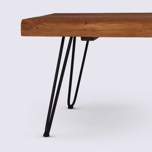 table basse en bois de teck massif recyclé jambe épingle 100cm