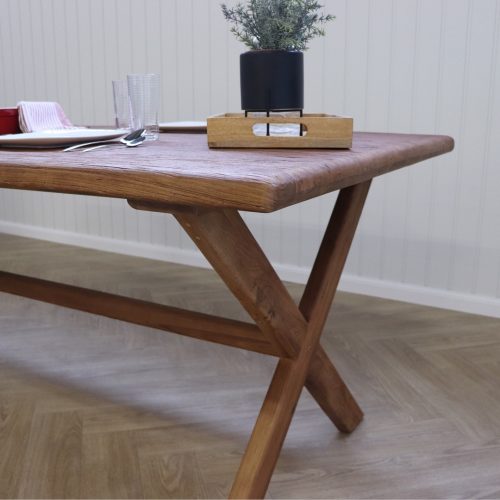 table de salle a manger en bois massif teck recyclé 200cm 6 places 8 places