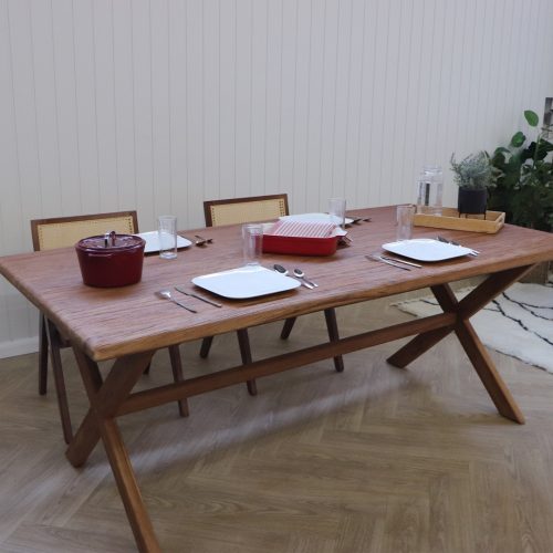 table de salon en bois massif de teck recyclé 200cm 6 places 8 places