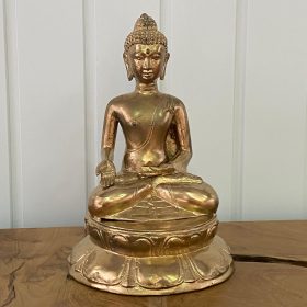 Statuette statue Bouddha assis couleur or 27 cm