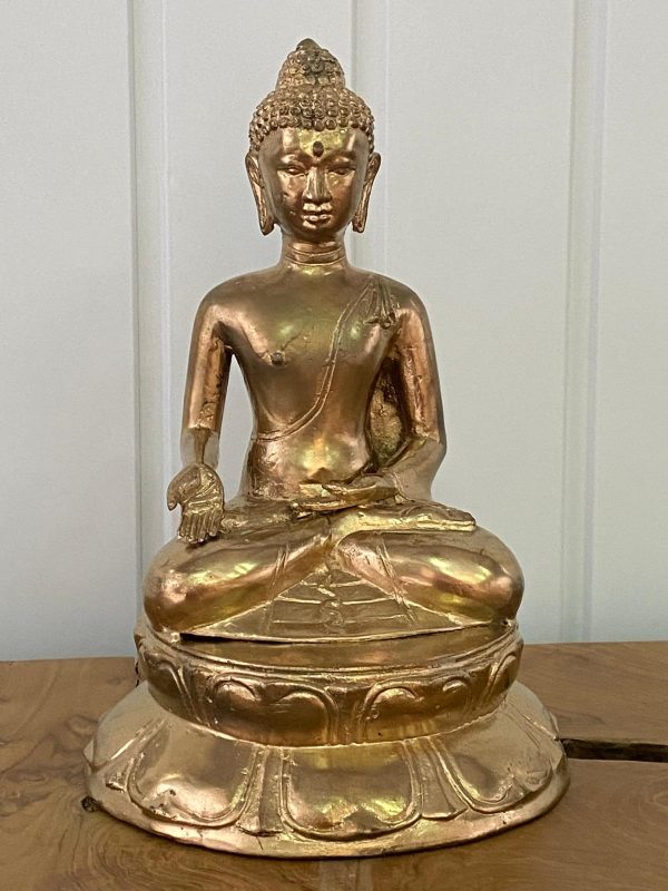 Statuette statue Bouddha assis couleur or 27 cm