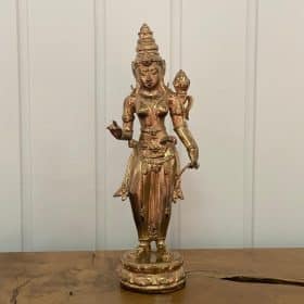 Statuette statue déesse Devi Tara couleur or 29cm