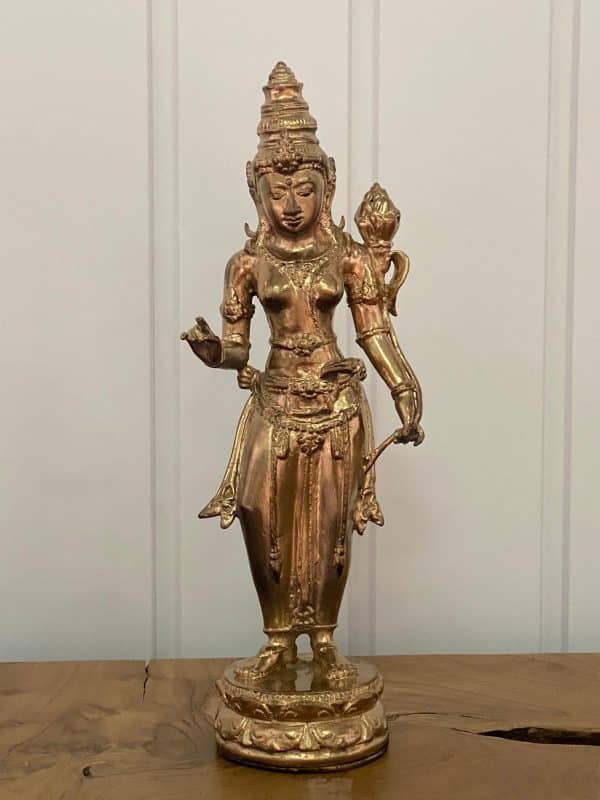 Statuette statue déesse Devi Tara couleur or 29cm