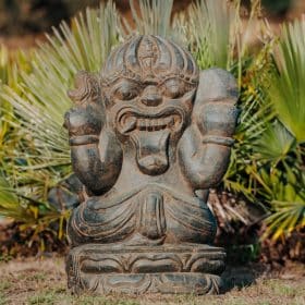 statue ganesh en pierre naturelle xxl 100cm sculptée en pierre noir