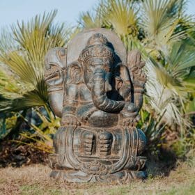 statue ganesh en pierre naturelle xxl 100cm sculptée en pierre naturelle noir