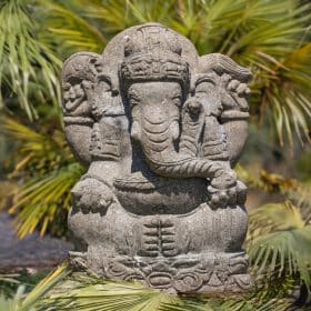 statue ganesh en pierre naturelle xxl 100cm sculptée gris