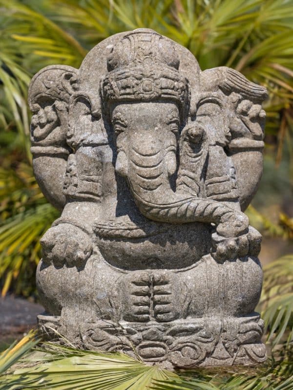 statue ganesh en pierre naturelle xxl 100cm sculptée gris