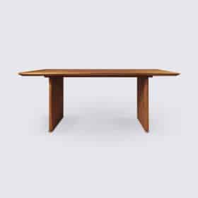 table de salle a manger en bois massif de teck recyclé 180cm 6 places 4 places rectangle coins arrondis Nora