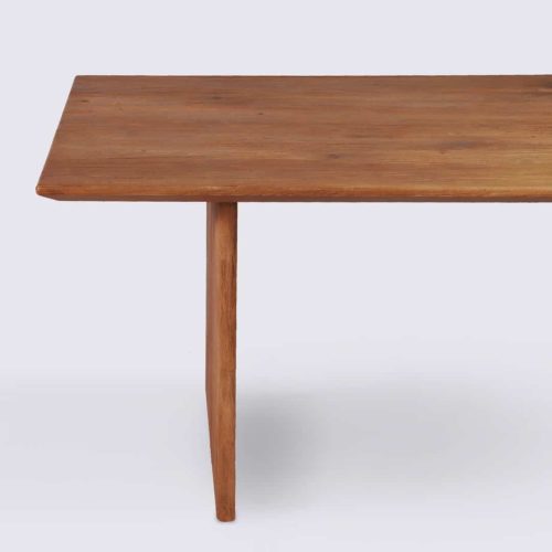 table de salle a manger en bois massif de teck recyclé 6 places 4 places rectangle coins arrondis Nora