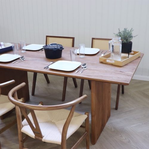 table de salle a manger en bois massif de teck recyclé 180cm 6 places 4 places rectangle Nora