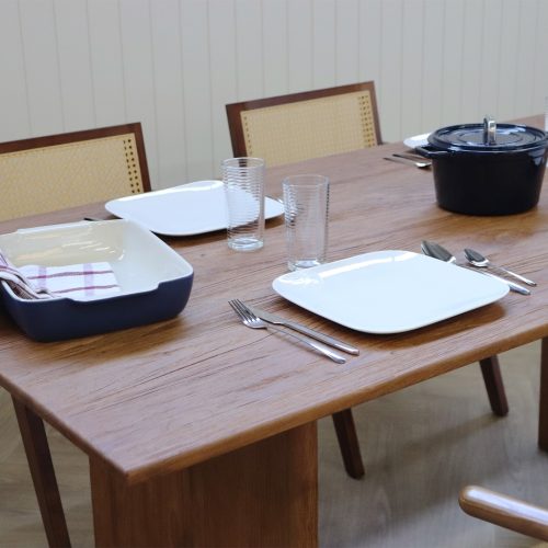 table a manger en bois massif de teck recyclé 180cm 6 places 4 places rectangle Nora