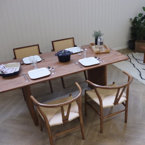 table de salle a manger en bois massif de teck recyclé 180cm 6 places 4 places Nora