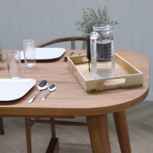 table de salle a manger en bois massif de teck recyclé 180cm 6 places 4 places coins arrondis