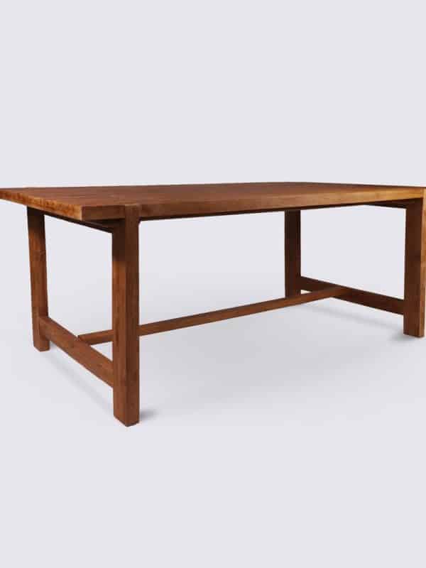 table de salle a manger en bois massif de teck recyclé 200cm 6 places 8 places rectangle ferme ancienne