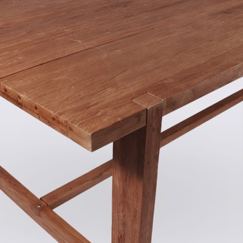 table de salle a manger en bois massif de teck recyclé 200cm 8 places rectangle ferme