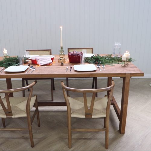 table de salle a manger en bois massif de teck recyclé 200cm 6 places 8 places ferme