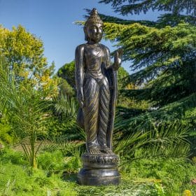 Statue bouddha debout Suko Thai noir antique FACE