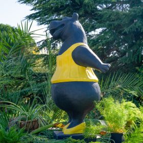 Statue hippopotame danseuse jaune en pierre reconstituée PROFILE