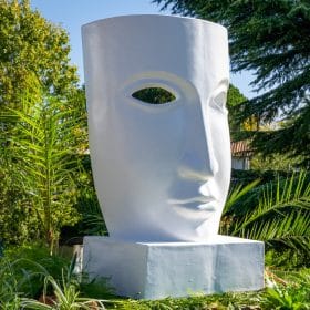Statue masque blanc en pierre reconstituée PROFILE