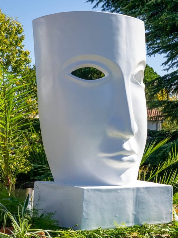 Statue masque blanc en pierre reconstituée PROFILE