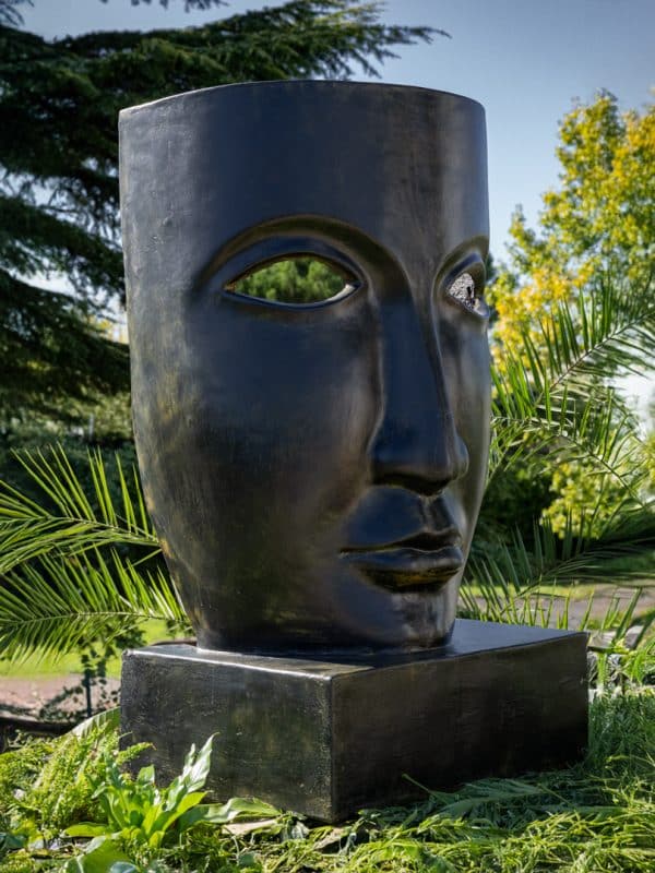 Statue masque noir antique en pierre reconstituée PROFILE