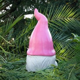 Statue nain rose en pierre reconstituée DOS