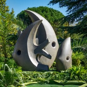 Statue poisson moderne gris lot