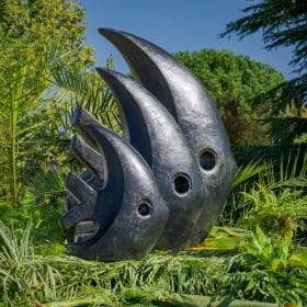 Statue poisson moderne noir antique lot